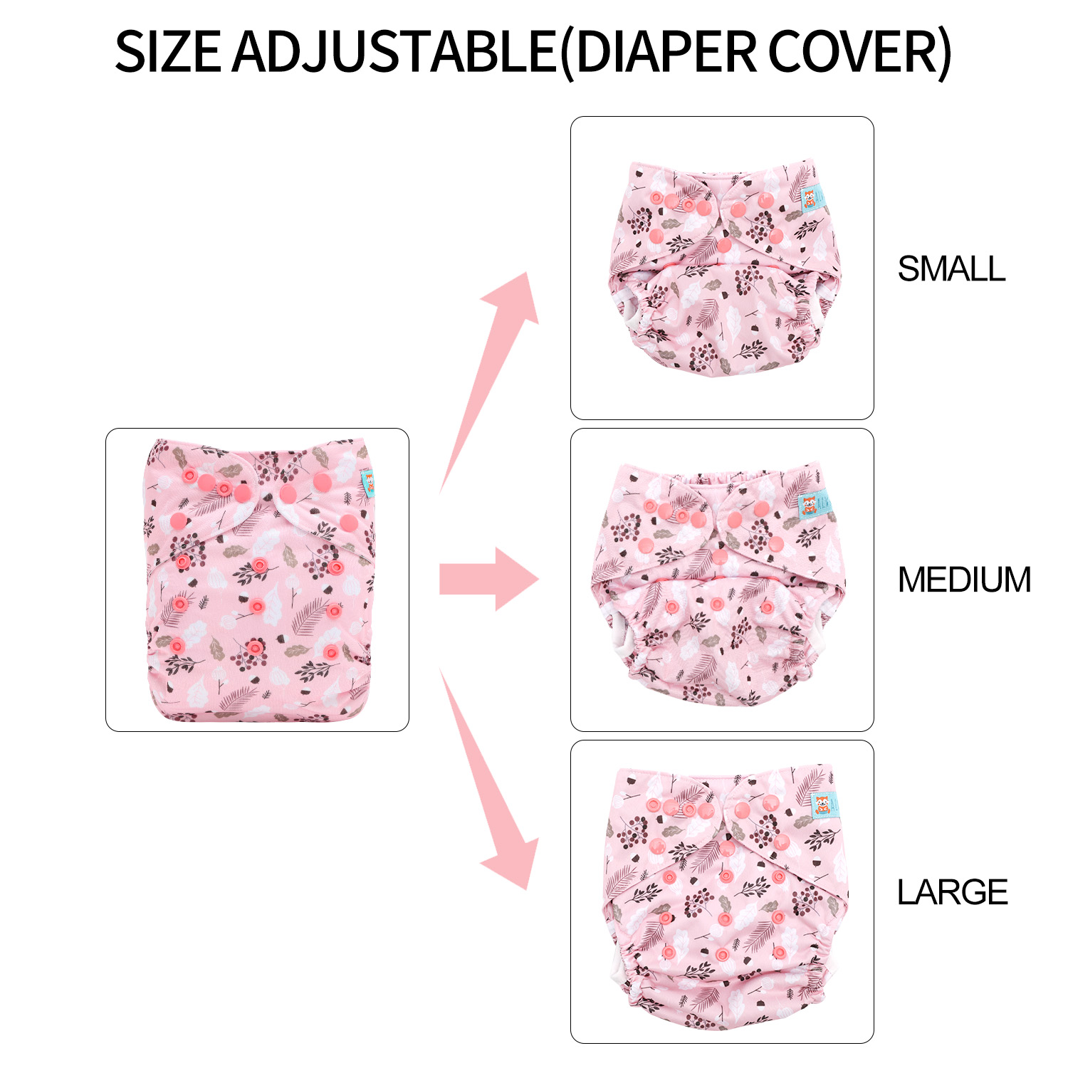 Reusable Cloth Diaper Cover with Snap Closure Cloth Diaper Shell for Prefold Flat or Fitted Diaper Inserts -Flowers(DC-EW30A)