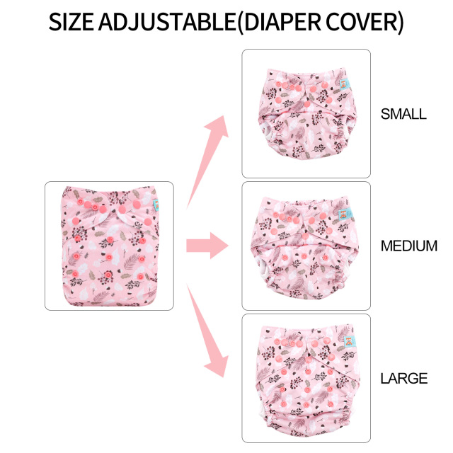 Reusable Cloth Diaper Cover with Snap Closure Cloth Diaper Shell for Prefold Flat or Fitted Diaper Inserts -Flowers(DC-EW30A)