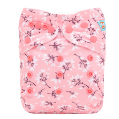 ALVABABY AWJ Lining Cloth Diaper with Tummy Panel for Babies -Flowers (WJT-EW32A)