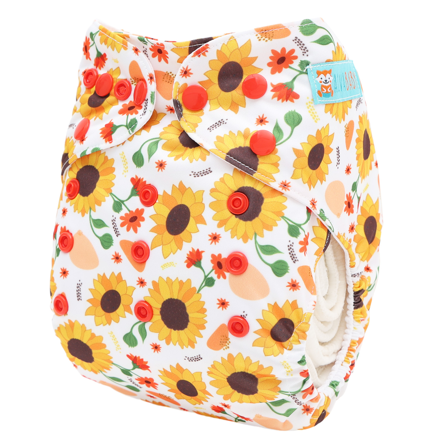 ALVABABY AWJ Lining Cloth Diaper with Tummy Panel for Babies -Sunflower (WJT-EW33A)