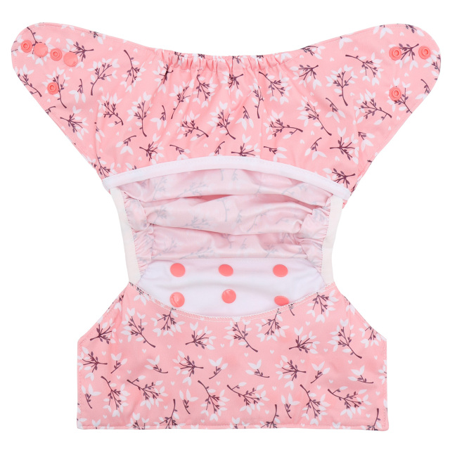 Reusable Cloth Diaper Cover with Snap Closure Cloth Diaper Shell for Prefold Flat or Fitted Diaper Inserts -Flowers(DC-EW32A)