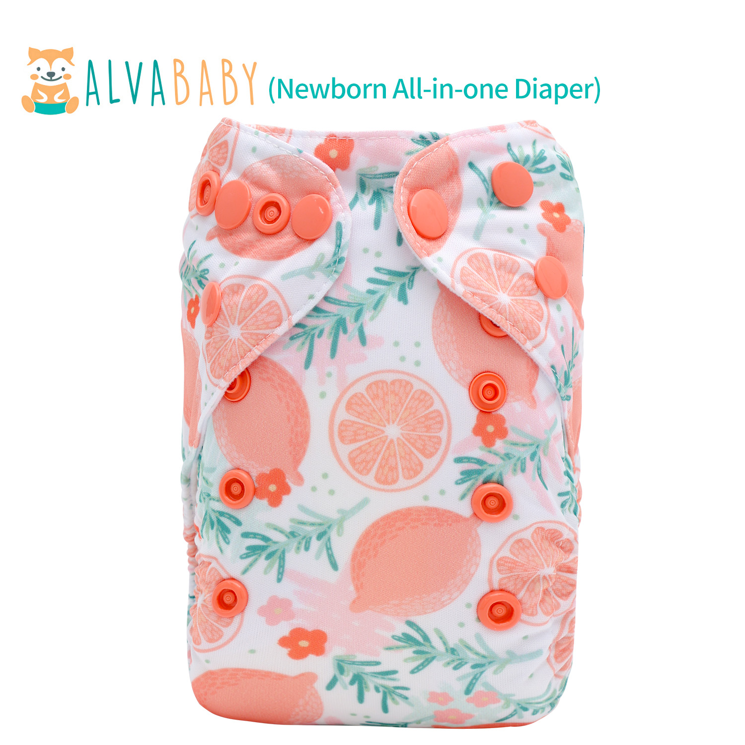 Newborn all In One Diaper with Pocket Sewn-in one Newborn 4-layer Bamboo blend insert-Lemon(SAO-EW28A)