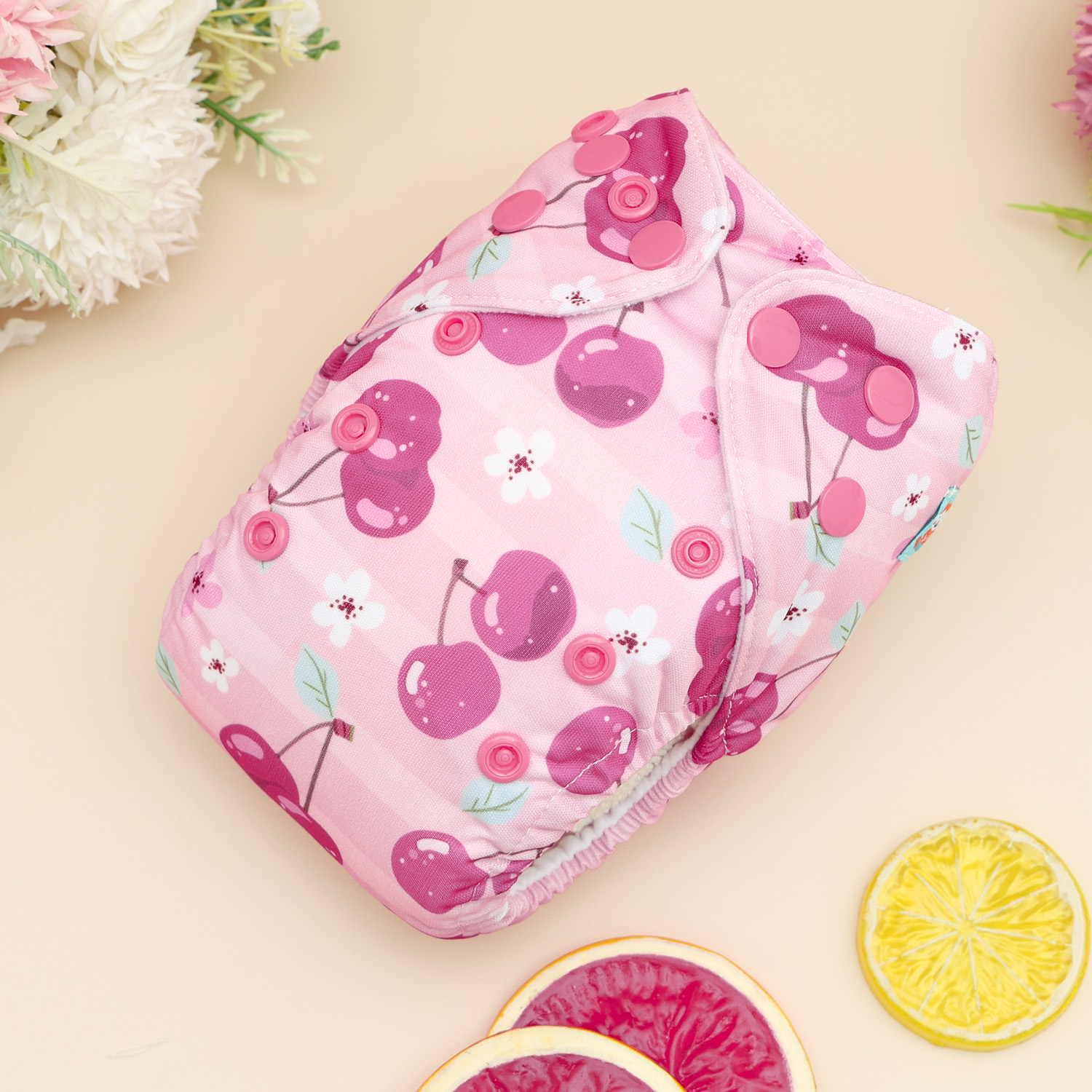 Newborn all In One Diaper with Pocket Sewn-in one Newborn 4-layer Bamboo blend insert-Cherry(SAO-EW27A)