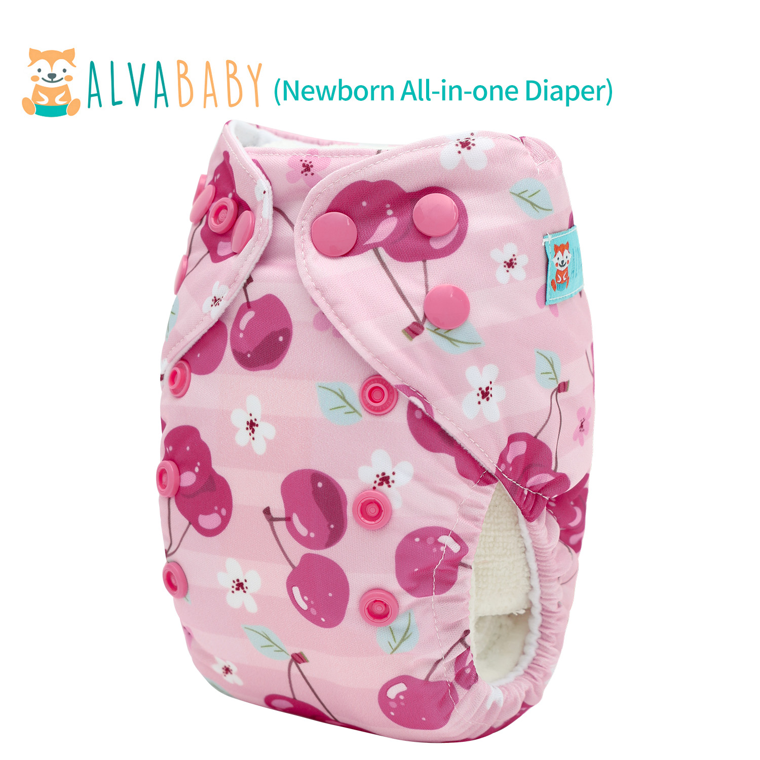 Newborn all In One Diaper with Pocket Sewn-in one Newborn 4-layer Bamboo blend insert-Cherry(SAO-EW27A)