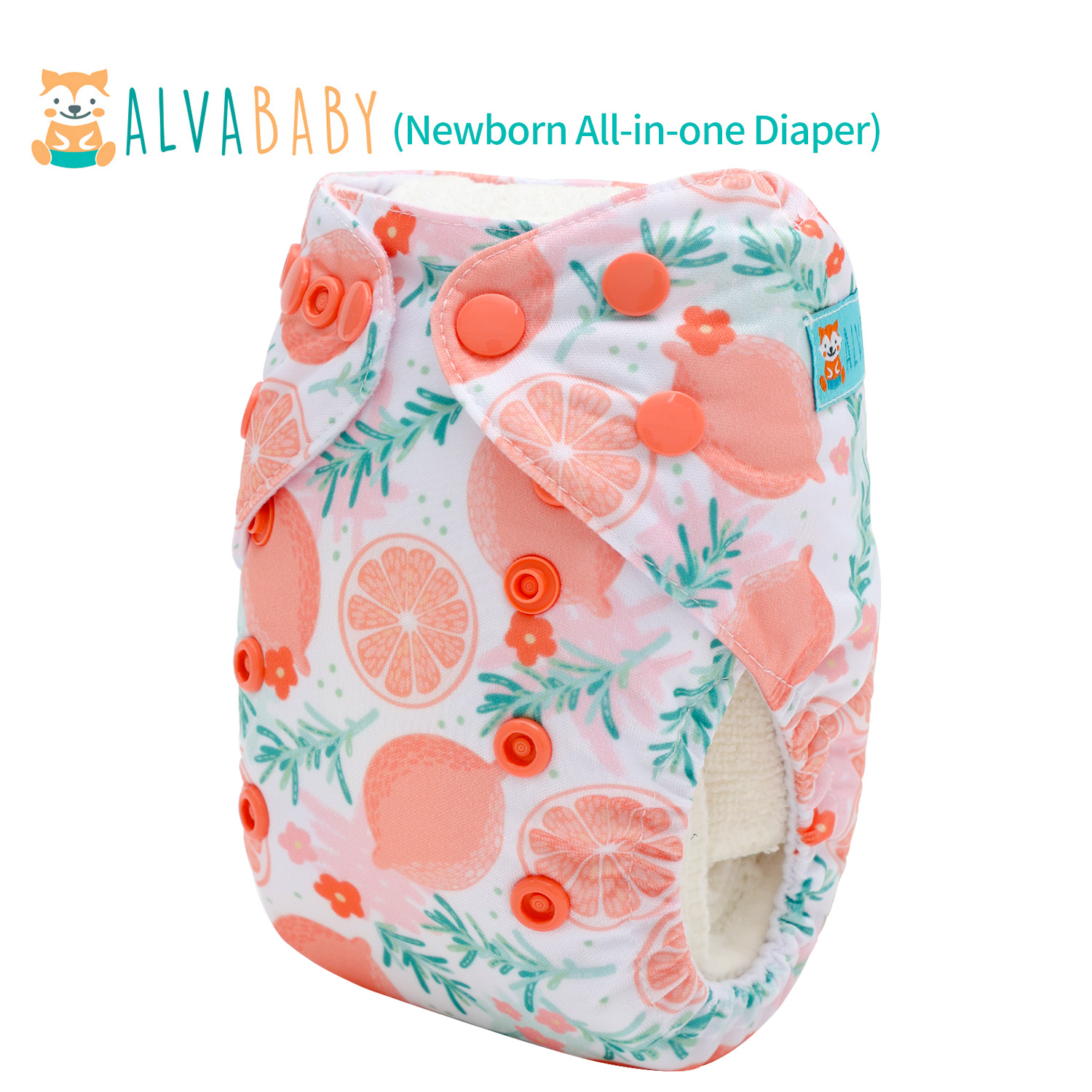 Newborn all In One Diaper with Pocket Sewn-in one Newborn 4-layer Bamboo blend insert-Lemon(SAO-EW28A)