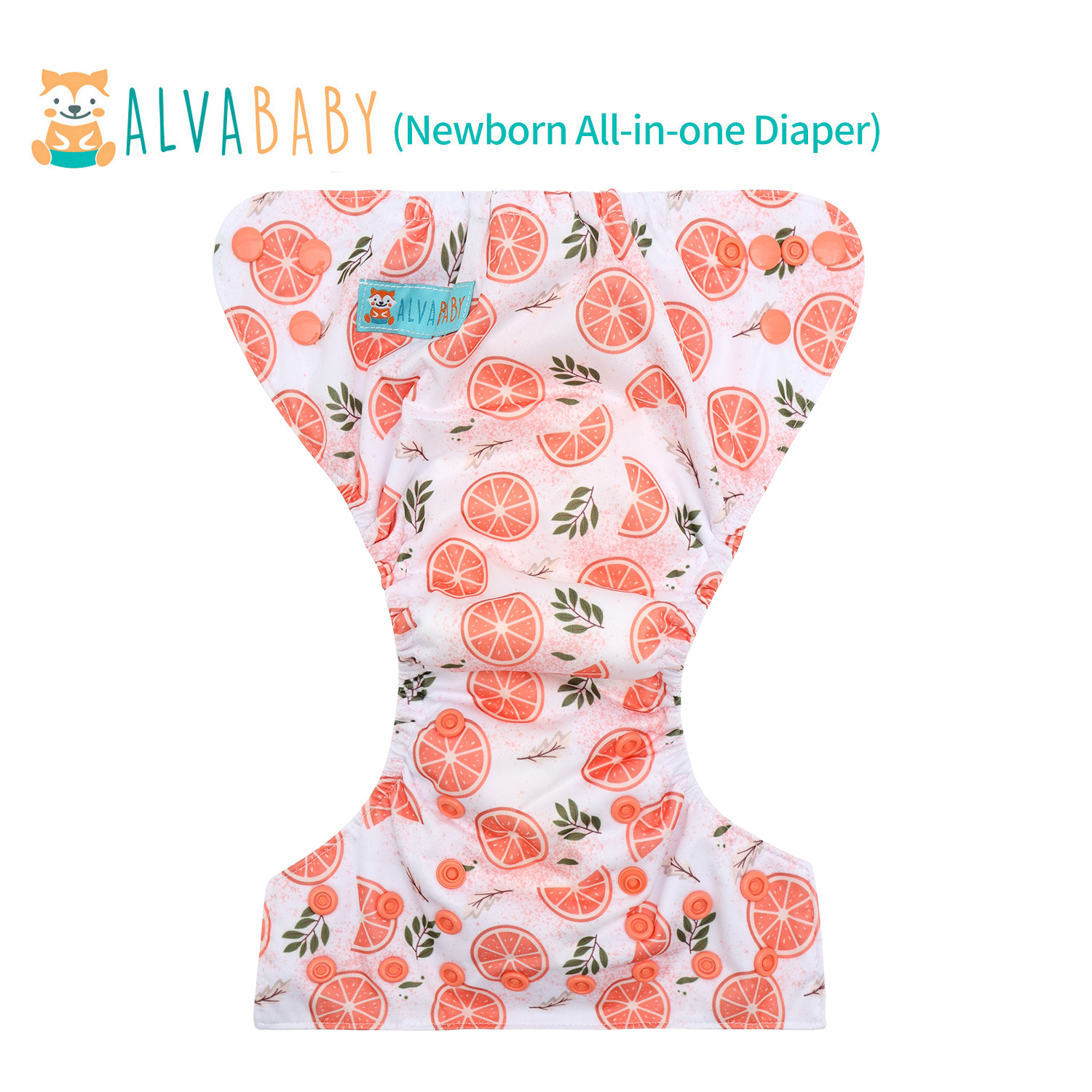 Newborn all In One Diaper with Pocket Sewn-in one Newborn 4-layer Bamboo blend insert-Orange(SAO-EW31A)