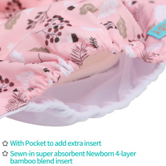 Newborn all In One Diaper with Pocket Sewn-in one Newborn 4-layer Bamboo blend insert-Flowers(SAO-EW30A)