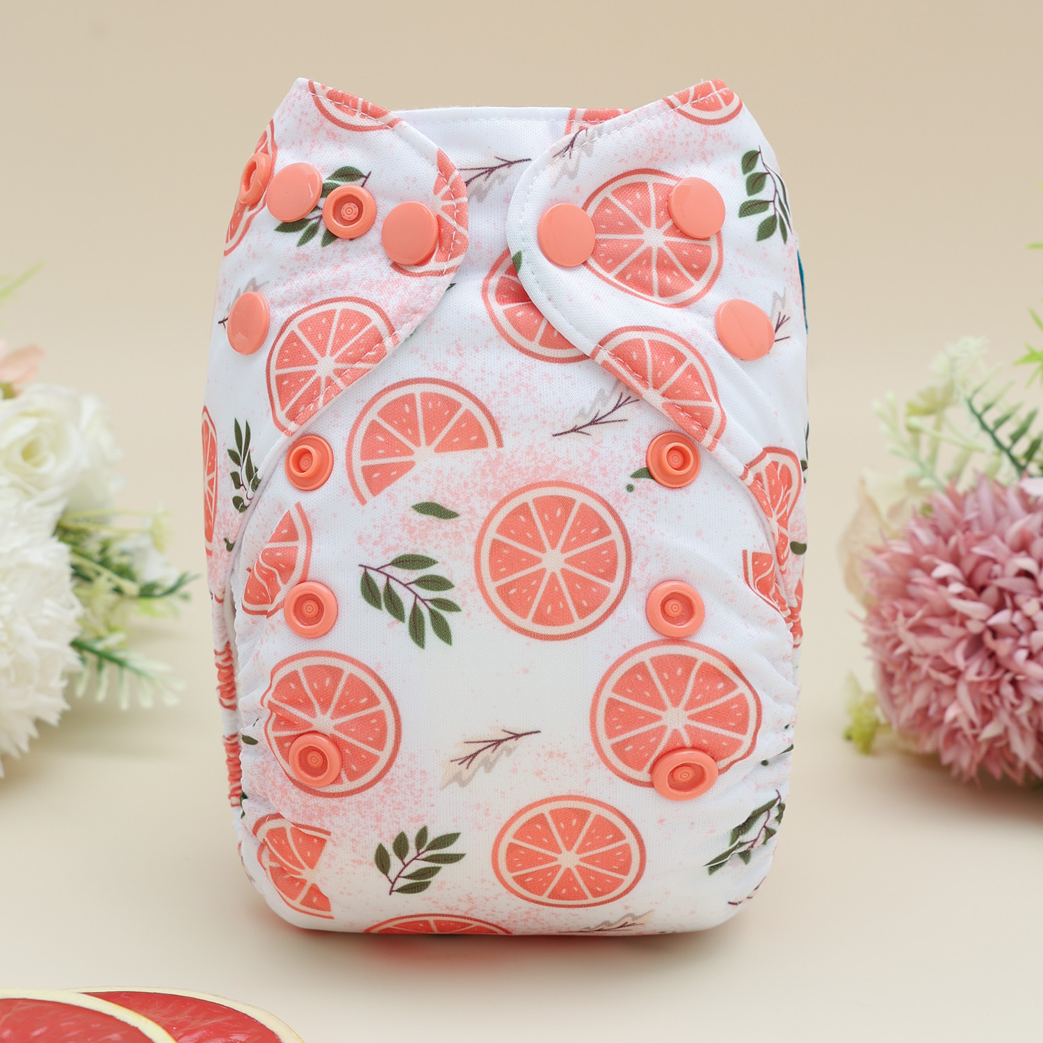 Newborn all In One Diaper with Pocket Sewn-in one Newborn 4-layer Bamboo blend insert-Orange(SAO-EW31A)