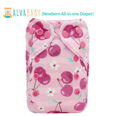 Newborn all In One Diaper with Pocket Sewn-in one Newborn 4-layer Bamboo blend insert-Cherry(SAO-EW27A)
