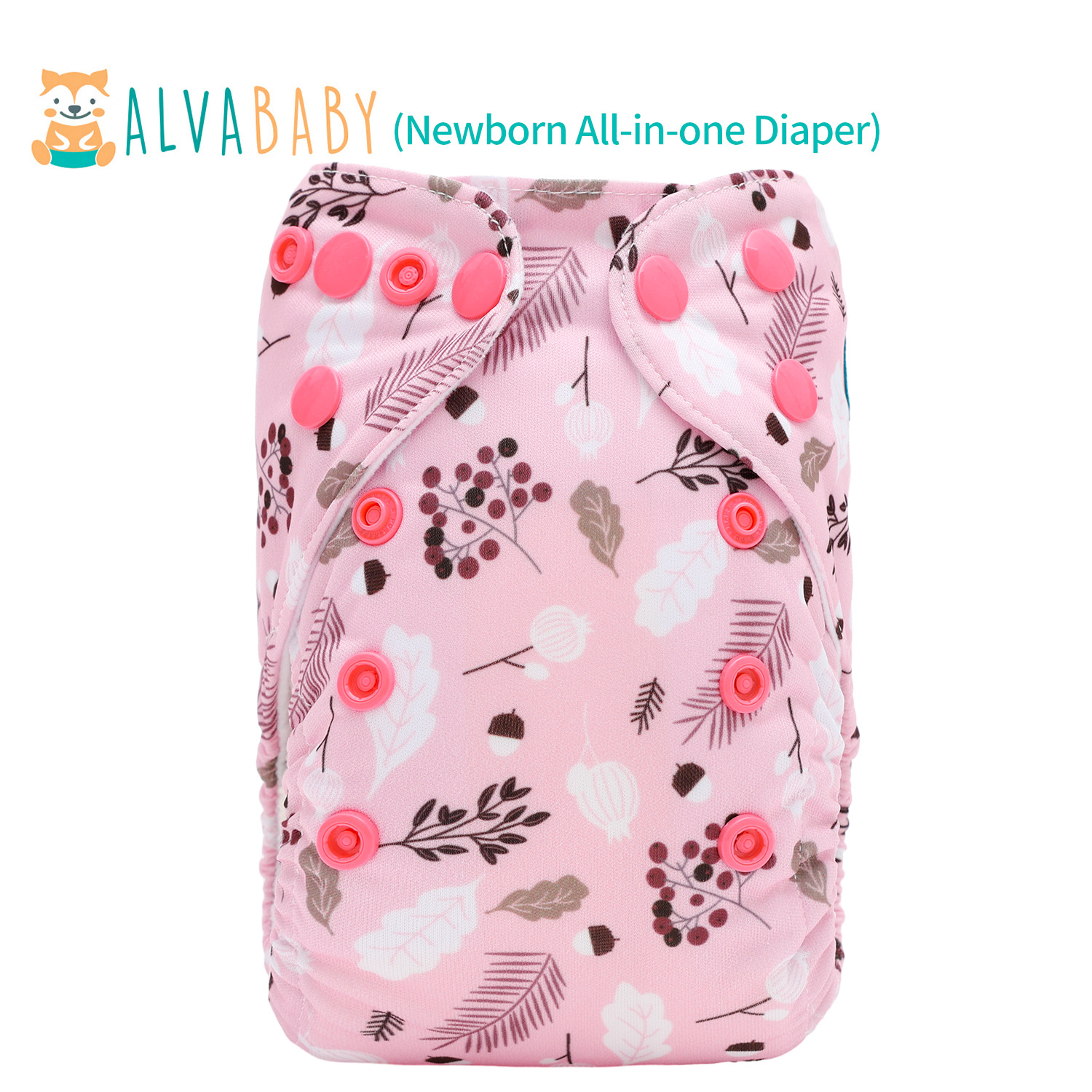Newborn all In One Diaper with Pocket Sewn-in one Newborn 4-layer Bamboo blend insert-Flowers(SAO-EW30A)