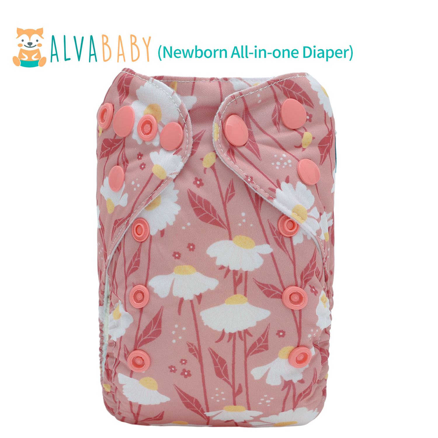 Newborn all In One Diaper with Pocket Sewn-in one Newborn 4-layer Bamboo blend insert-Flowers(SAO-EW29A)