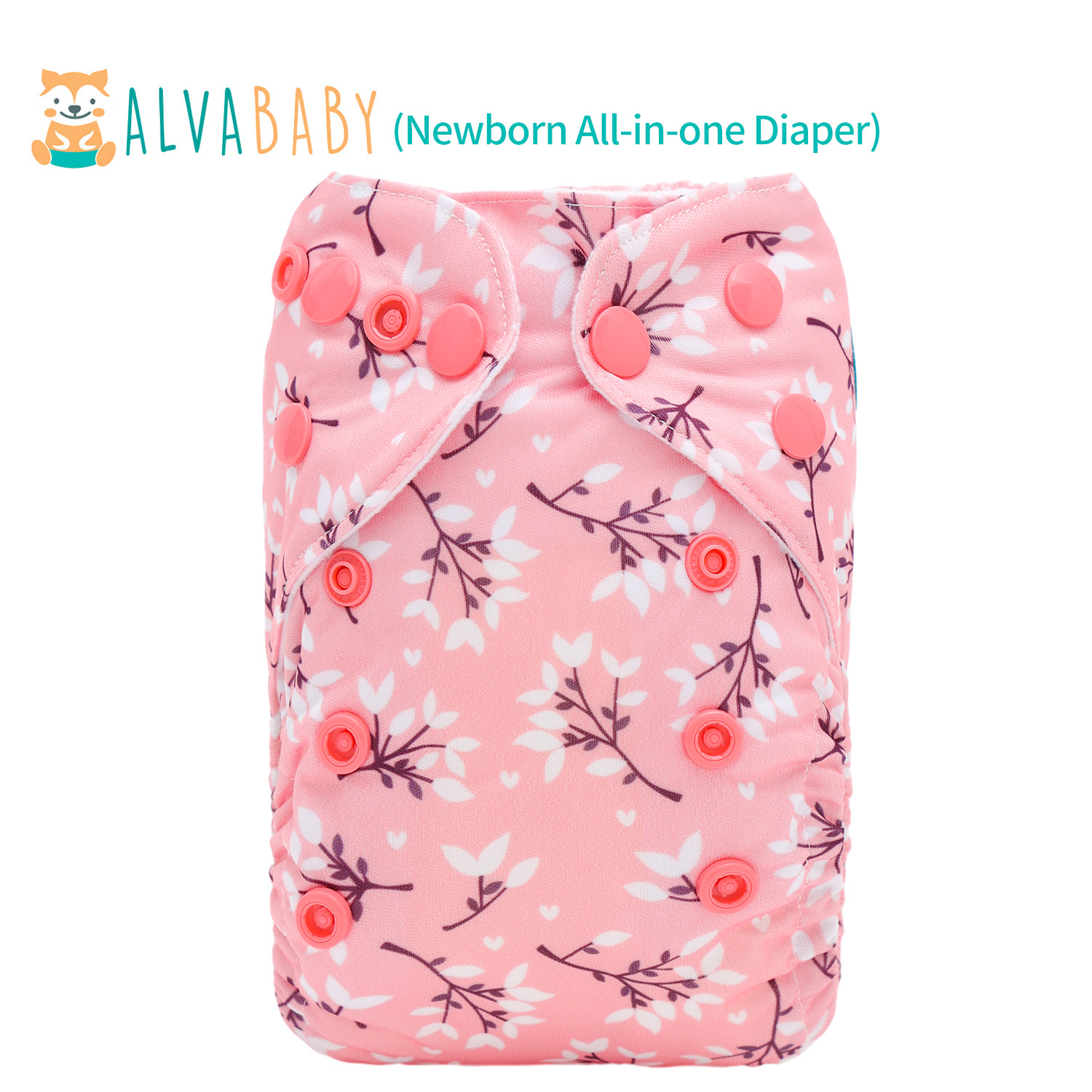 Newborn all In One Diaper with Pocket Sewn-in one Newborn 4-layer Bamboo blend insert-Flowers(SAO-EW32A)
