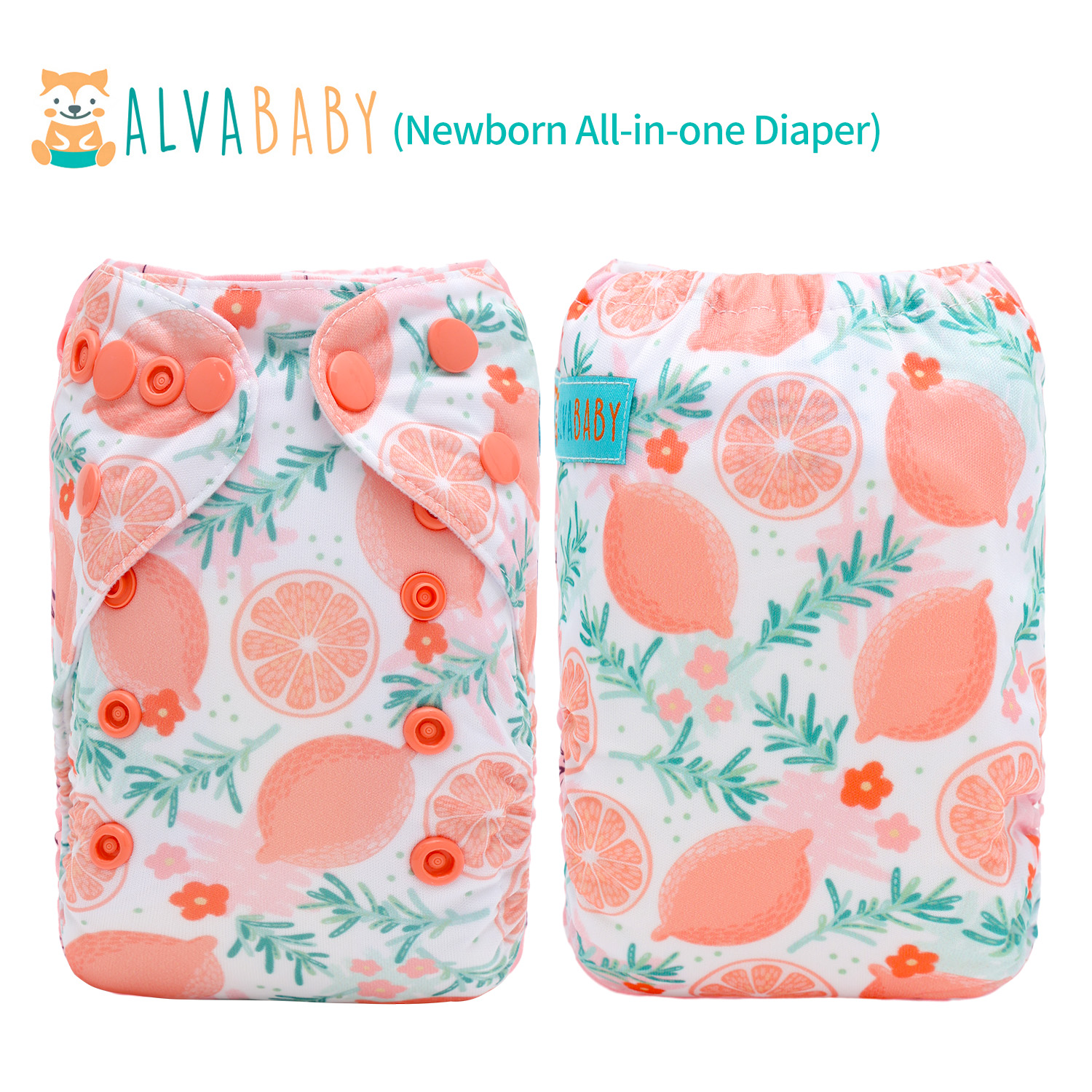 Newborn all In One Diaper with Pocket Sewn-in one Newborn 4-layer Bamboo blend insert-Lemon(SAO-EW28A)