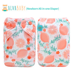Newborn all In One Diaper with Pocket Sewn-in one Newborn 4-layer Bamboo blend insert-Lemon(SAO-EW28A)