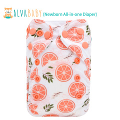 Newborn all In One Diaper with Pocket Sewn-in one Newborn 4-layer Bamboo blend insert-Orange(SAO-EW31A)