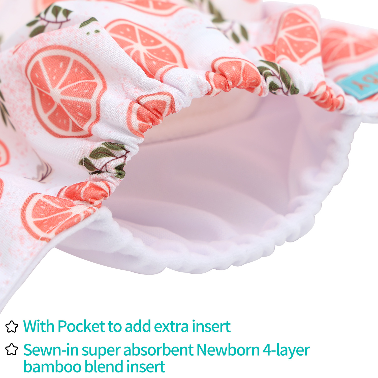 Newborn all In One Diaper with Pocket Sewn-in one Newborn 4-layer Bamboo blend insert-Orange(SAO-EW31A)