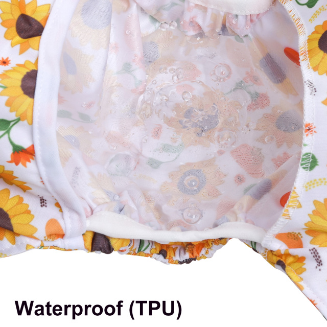 Reusable Cloth Diaper Cover with Snap Closure Cloth Diaper Shell for Prefold Flat or Fitted Diaper Inserts -Sunflower(DC-EW33A)