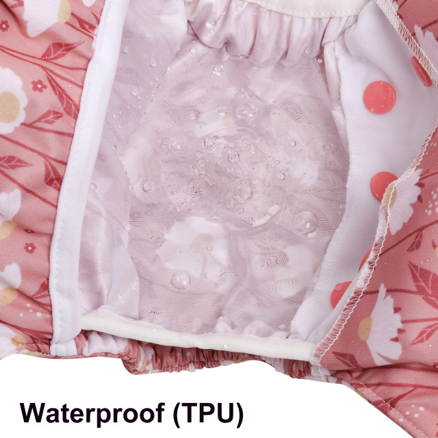 Reusable Cloth Diaper Cover with Snap Closure Cloth Diaper Shell for Prefold Flat or Fitted Diaper Inserts -Flowers(DC-EW29A)