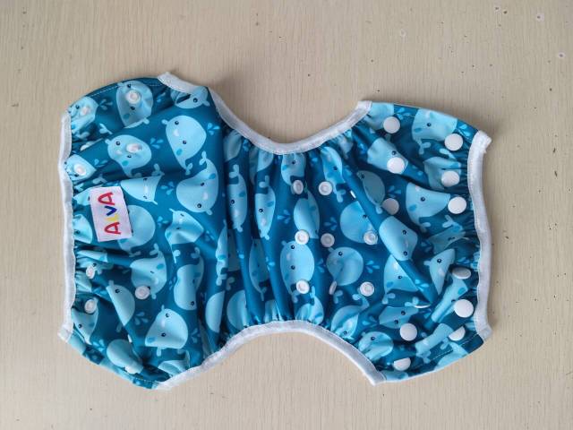 ALVA One Size Printed Swim Diaper -Cute Blue whale(SW18A)