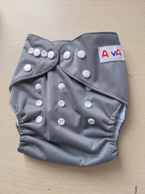 ALVA Solid Cloth Diaper - One Size Adjustable Washable & Reusable Diaper with Pocket for Babies (B29A Grey)