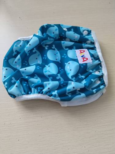 ALVA One Size Printed Swim Diaper -Cute Blue whale(SW18A)