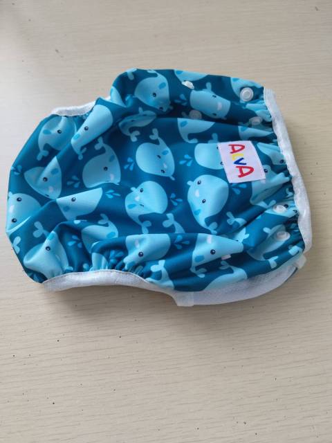 ALVA One Size Printed Swim Diaper -Cute Blue whale(SW18A)