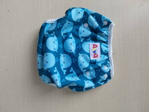 ALVA One Size Printed Swim Diaper -Cute Blue whale(SW18A)