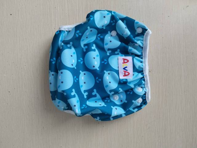 ALVA One Size Printed Swim Diaper -Cute Blue whale(SW18A)