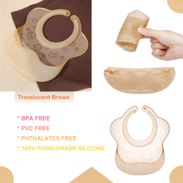 Silicone Baby Bib Lightweight Design Eases Pressure Bruising for Infants & Toddlers (SI04A)