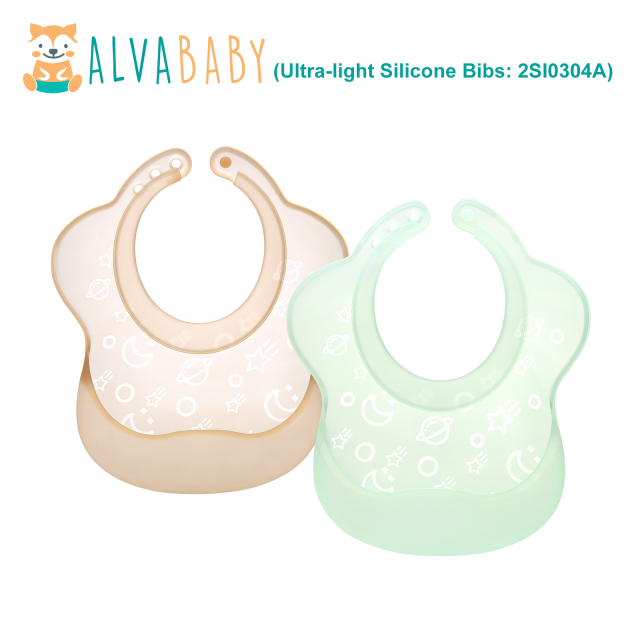 2-Pack Food-Grade Silicone Baby Bibs Lightweight Design Eases Pressure Bruising for Infants & Toddlers (2SI0304A)
