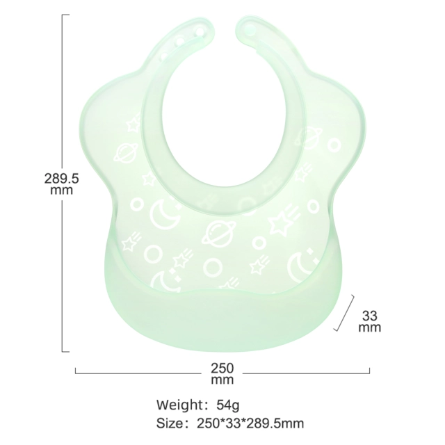 2-Pack Food-Grade Silicone Baby Bibs Lightweight Design Eases Pressure Bruising for Infants & Toddlers (2SI0304A)