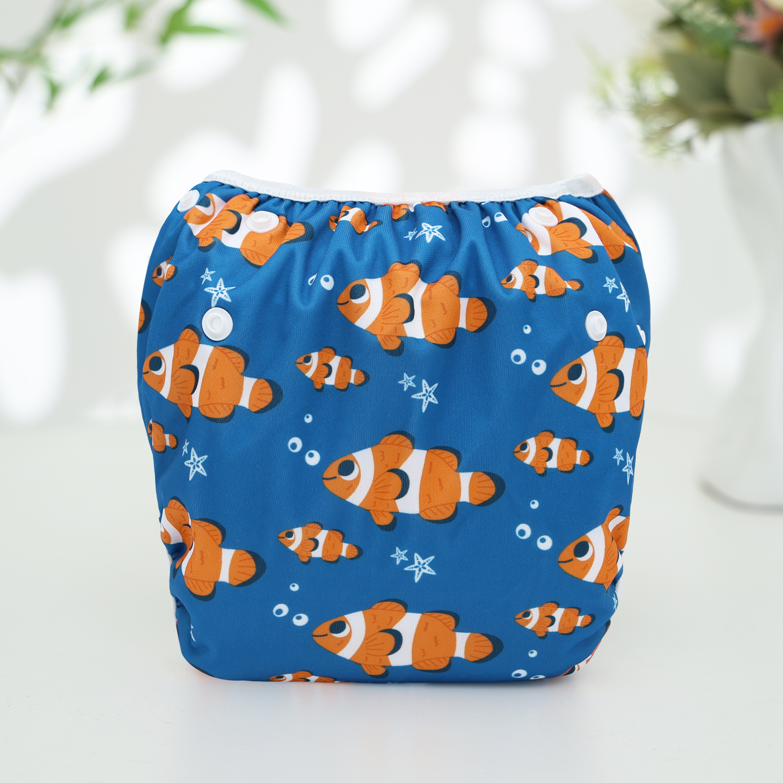 ALVABABY Reusable Swim Diaper - Adjustable One Size Swimwear for Infants & Toddlers ( Fishes SWD-BS105A)