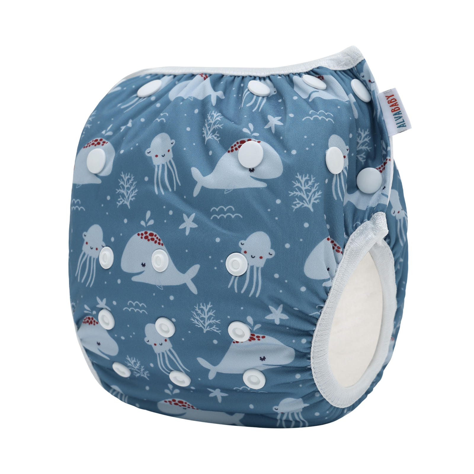 ALVABABY Reusable Swim Diaper - Adjustable One Size Swimwear for Infants & Toddlers (Dolphin SWD-BS108A)