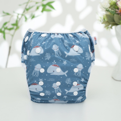 ALVABABY One Size Positioning  Printed Swim Diaper - Dolphin(SWD-BS108A)