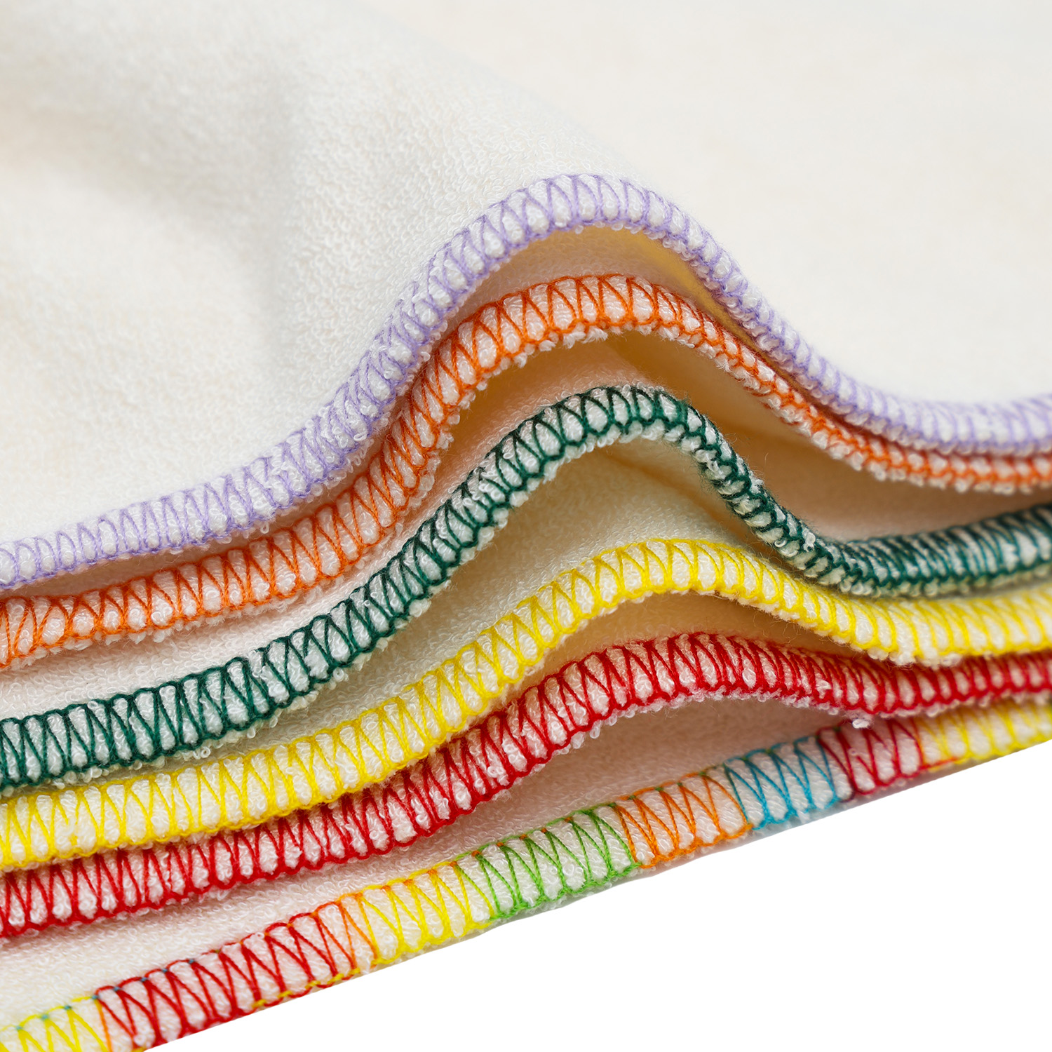 6PCS Cloth Wipes with 1PCS Wet Bag, Baby Bamboo Wipes Washable Wipes Rainbow Color Bamboo Saliva Towels (6DBW01A)