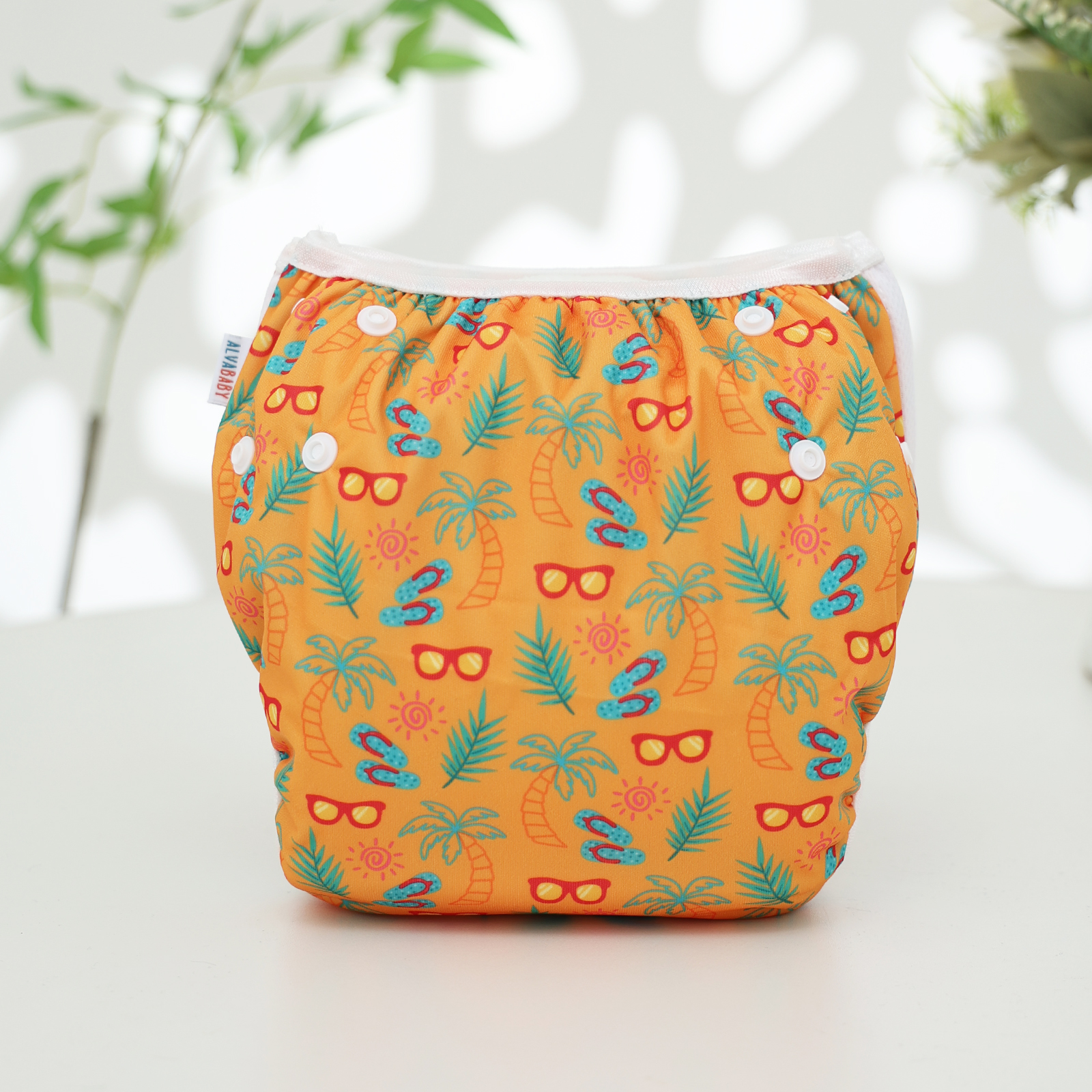 ALVABABY Reusable Swim Diaper - Adjustable One Size Swimwear for Infants & Toddlers (Summer SWD-BS104A)