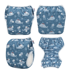 ALVABABY One Size Positioning  Printed Swim Diaper - Dolphin(SWD-BS108A)