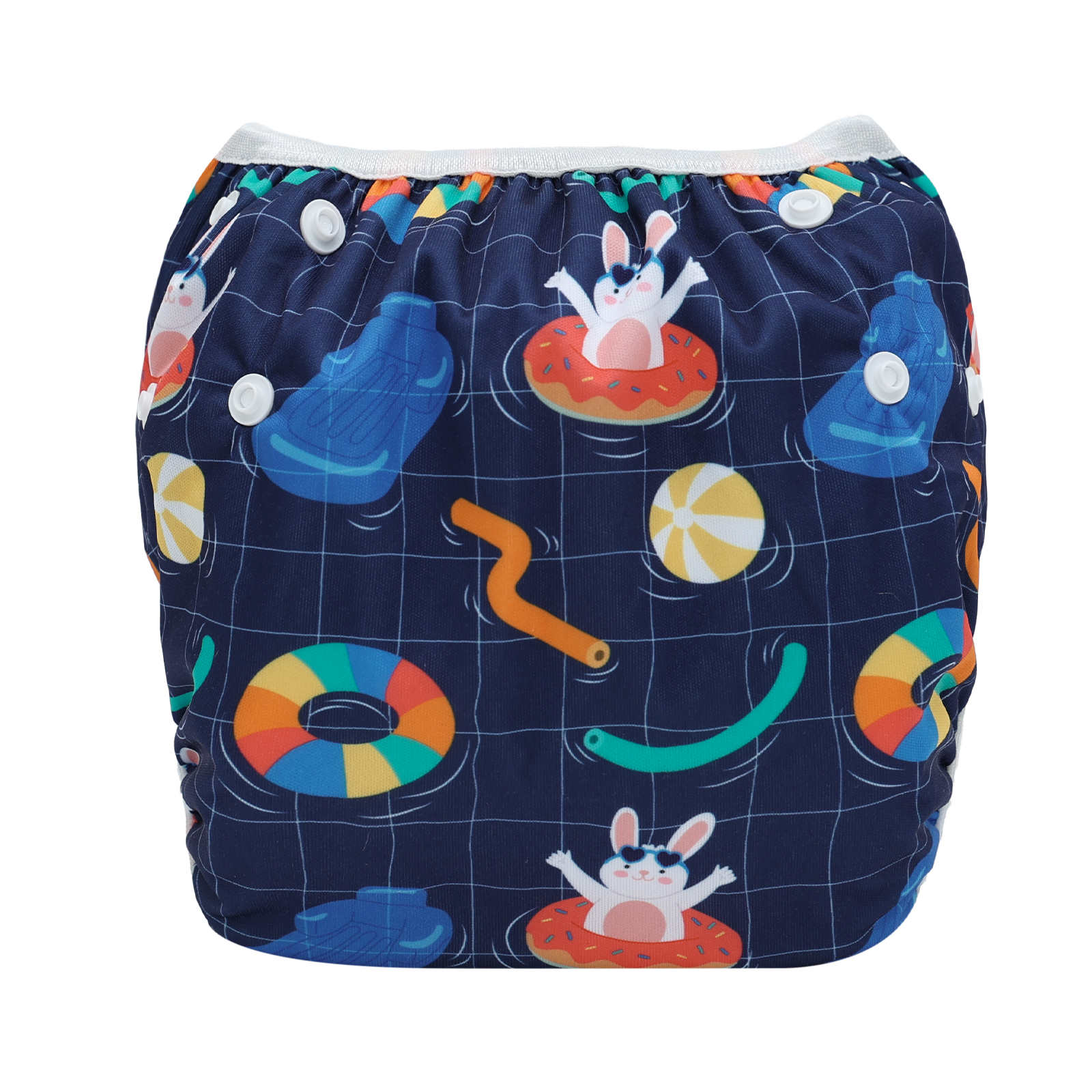 ALVABABY Reusable Swim Diaper - Adjustable One Size Swimwear for Infants & Toddlers (Rabbit SWD-BS107A)