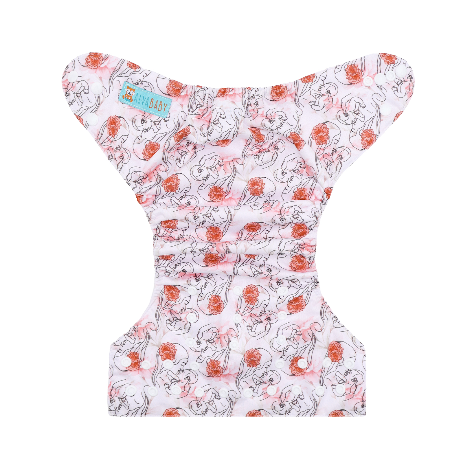 ALVABABY Print Cloth Diaper - One Size Adjustable Washable & Reusable Diaper for Babies and Toddlers (Mom's Love, H461A)