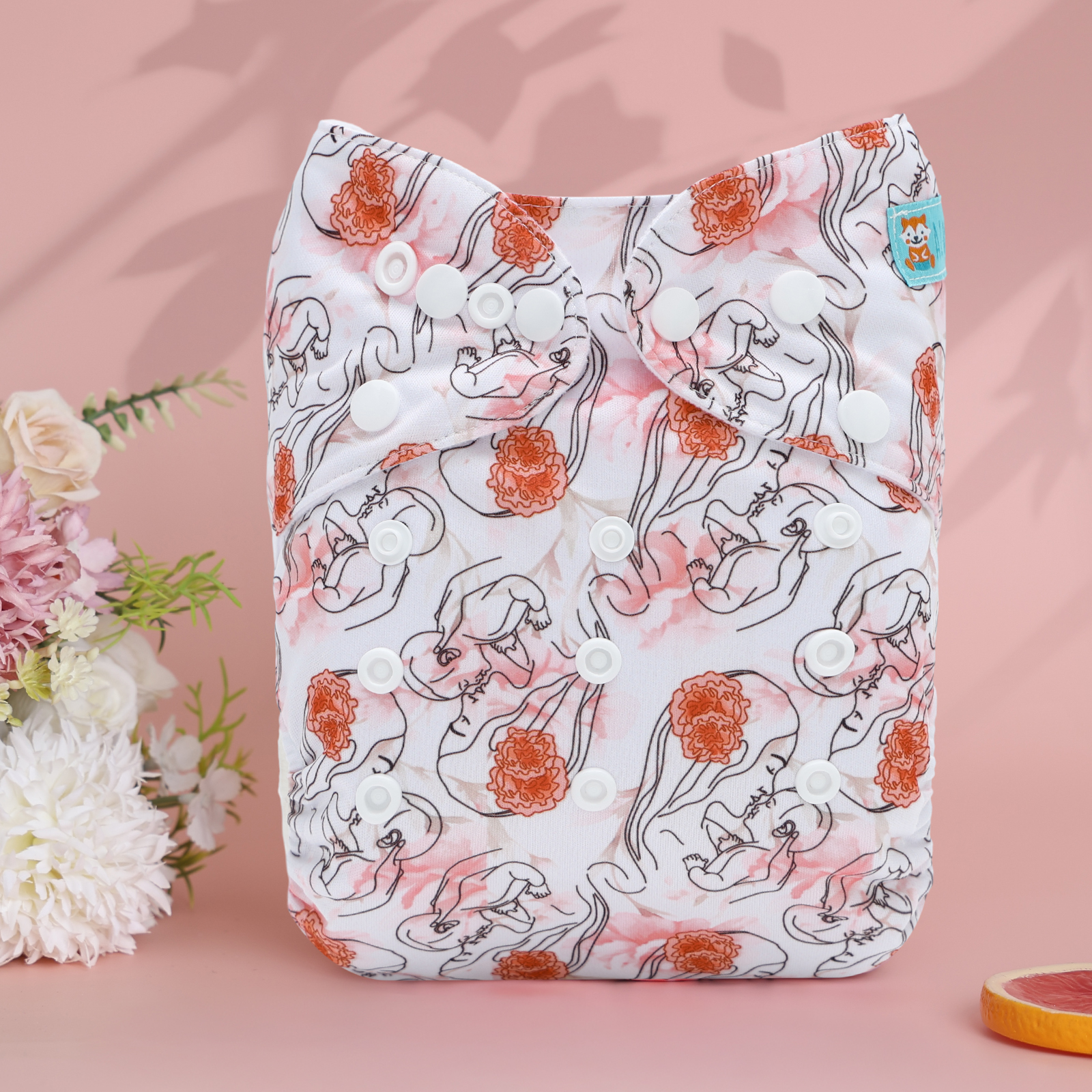 ALVABABY Print Cloth Diaper - One Size Adjustable Washable & Reusable Diaper for Babies and Toddlers (Mom's Love, H461A)