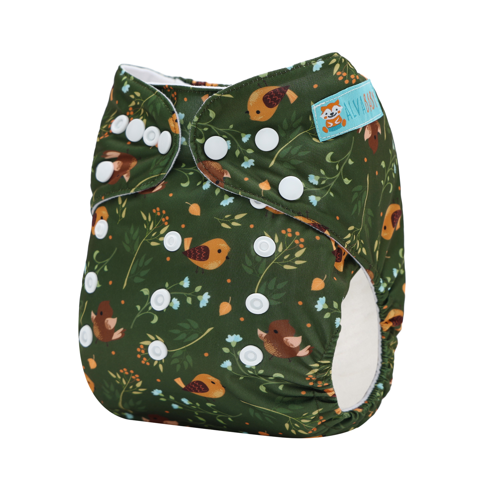 ALVABABY Print Cloth Diaper - One Size Adjustable Washable & Reusable Diaper for Babies and Toddlers (Birds, H460A)