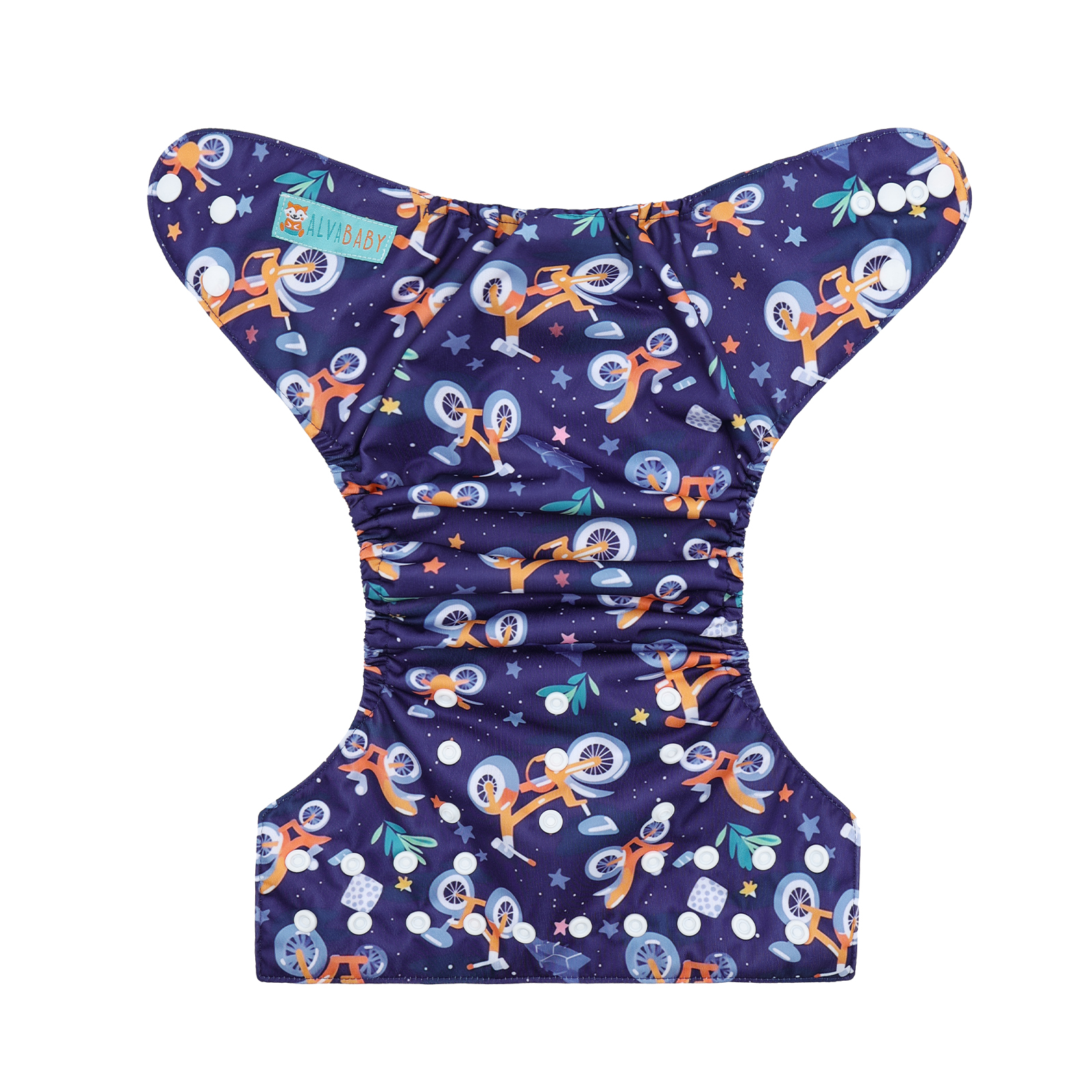 ALVABABY Print Cloth Diaper - One Size Adjustable Washable & Reusable Diaper for Babies and Toddlers (Bike, H462A)