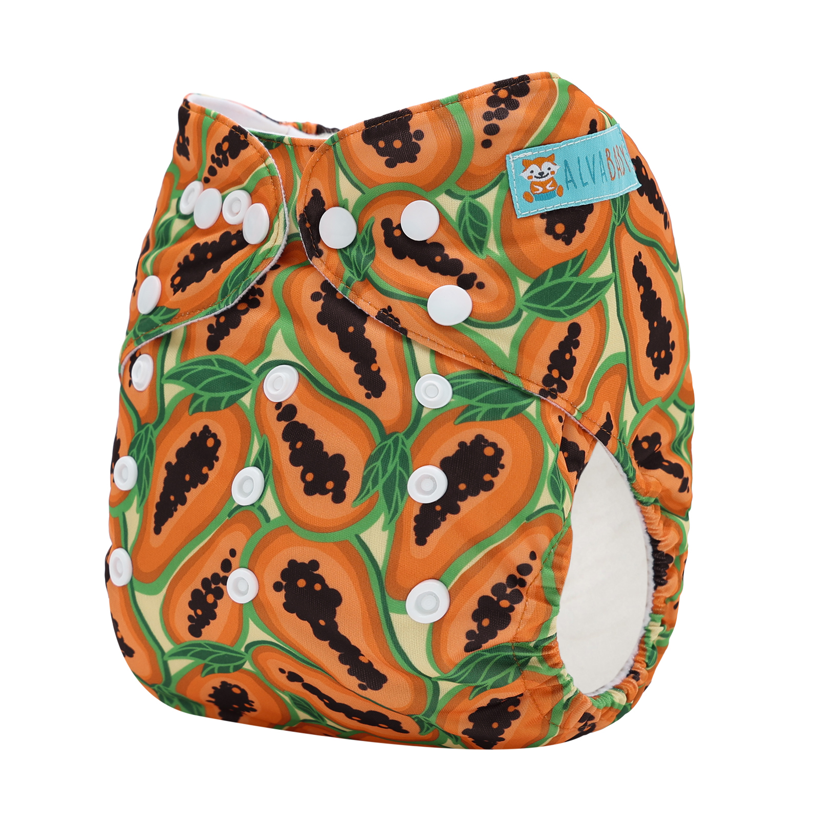 ALVABABY Print Cloth Diaper - One Size Adjustable Washable & Reusable Diaper for Babies and Toddlers (Papaya, H459A)