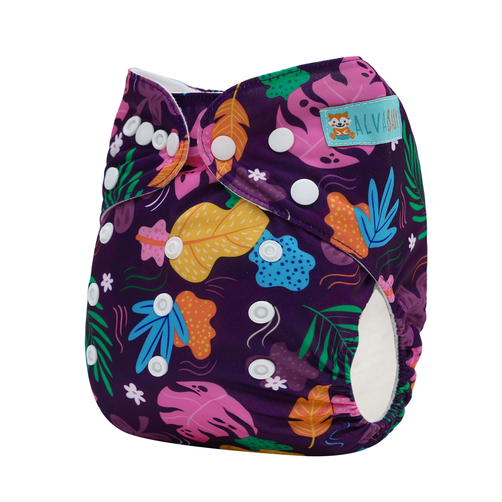 ALVABABY Print Cloth Diaper - One Size Adjustable Washable & Reusable Diaper for Babies and Toddlers (Leaf, H457A)