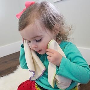 6PCS Cloth Wipes with 1PCS Wet Bag, Baby Bamboo Wipes Washable Wipes Rainbow Color Bamboo Saliva Towels (6DBW01A)