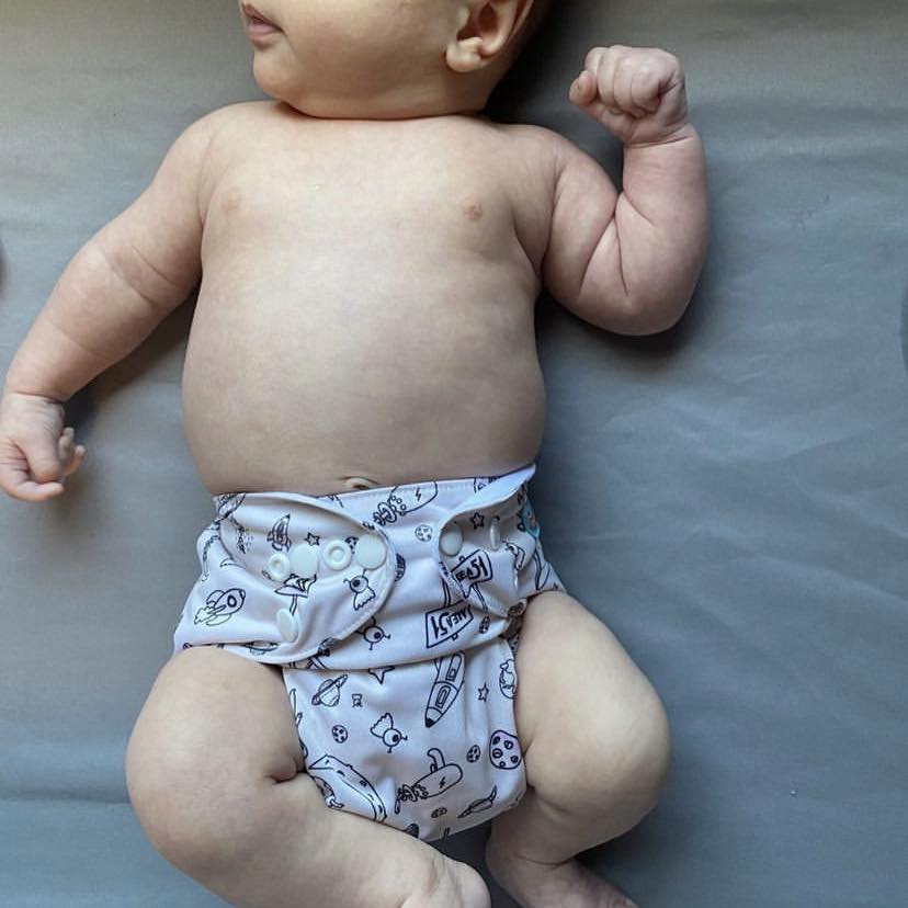 ALVABABY Print Cloth Diaper - One Size Adjustable Washable & Reusable Diaper for Babies and Toddlers-(Planet, H132A)