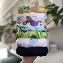 ALVABABY Printed Cloth Diaper - One Size Adjustable Washable & Reusable Diaper with Pocket for Babies (H190A Moon & star)