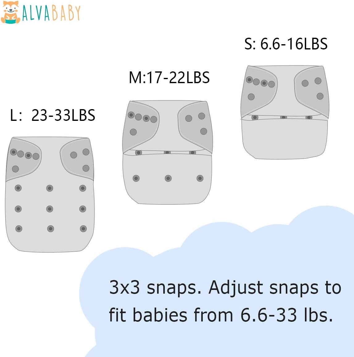 ALVABABY Print Cloth Diaper - One Size Adjustable Washable & Reusable Diaper for Babies and Toddlers (H431A)
