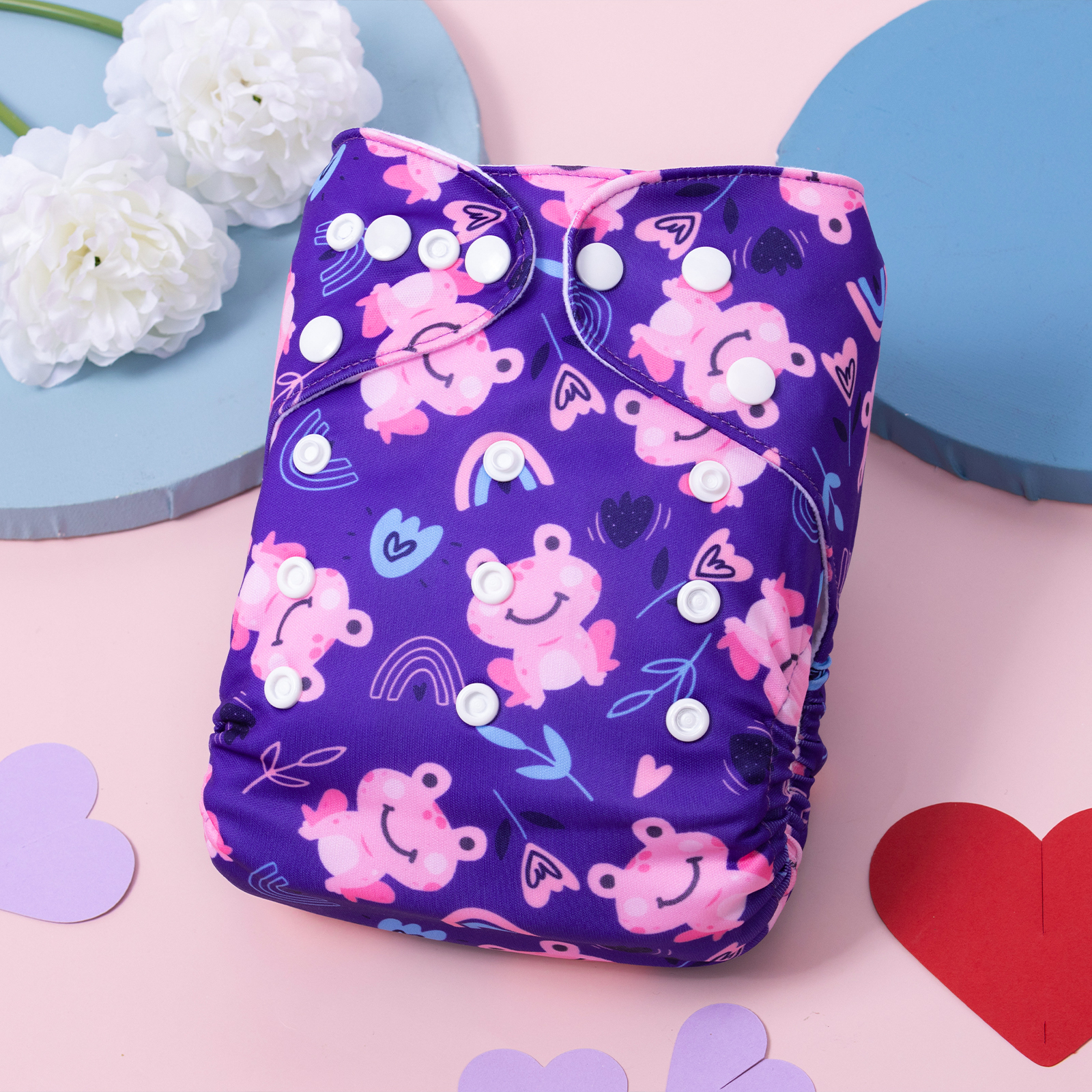 ALVABABY Print Cloth Diaper - One Size Adjustable Washable & Reusable Diaper for Babies and Toddlers (Frog, H438A)