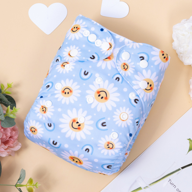 ALVABABY Printed Cloth Diaper - One Size Adjustable Washable & Reusable Diaper with Pocket for Babies (H433A Flowers)